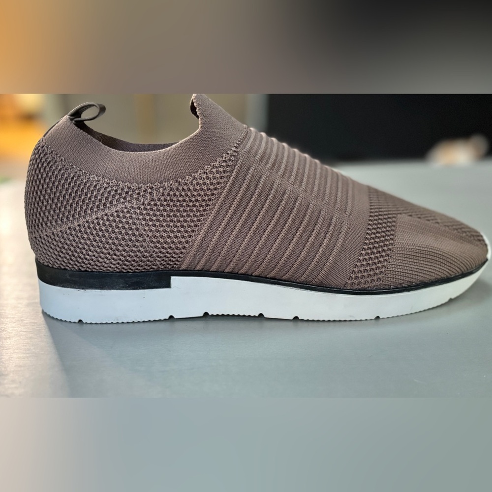 J/SLIDES Brown Slip-On Sneakers with Knit Upper 8.5